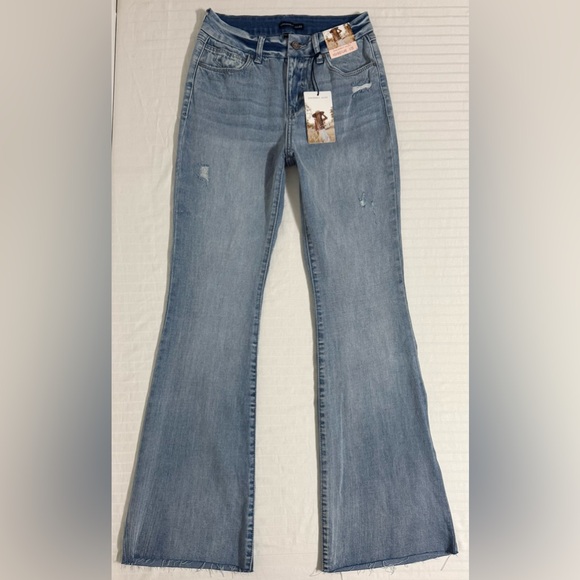 Sincerely Jules High Rise Flare Denim Jeans Blue Bell Bottom Size 1/25 NWT - Picture 1 of 14